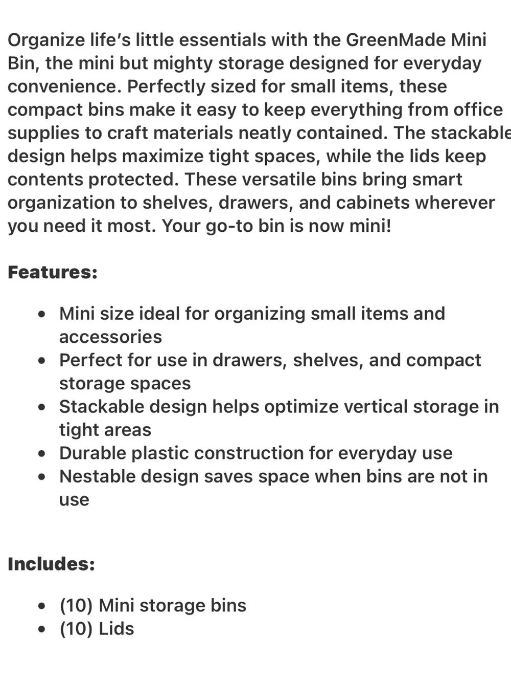 Green Made Mini Storage Bins 10-Pack — Yellow Lids with Black Bin Containers